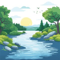 River illustration isolated on white background