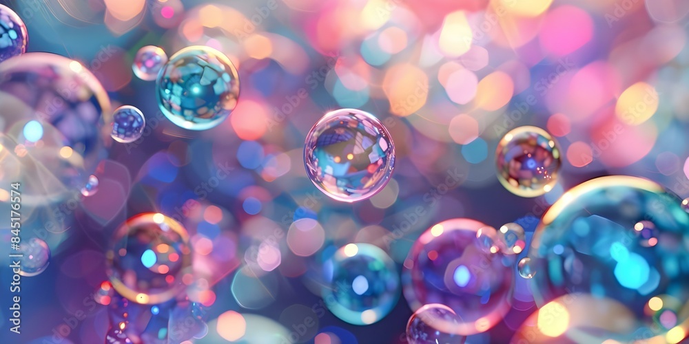 Poster ai-powered generative cleaning simulation with realistic colored bubbles. concept generative cleanin