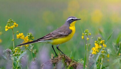 Obraz premium yellow wagtail on a meadow