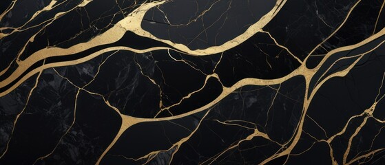 A black and gold marble texture background with swirling patterns