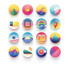 Colorful circle icons set