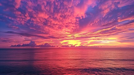 Obraz premium Beautiful Sunset View and Cloud Patterns Over the Sea