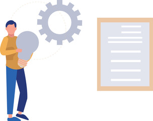 The boy is working on a business idea.