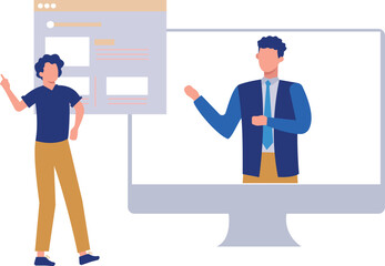 The boys are talking online.