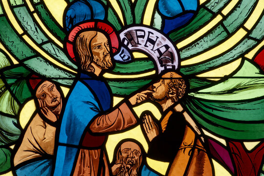 Ephphatha! Jesus healing the deaf-mute. Ephphatha ! J&eacute;sus gu&eacute;rit le sourd-muet. Annecy - France
