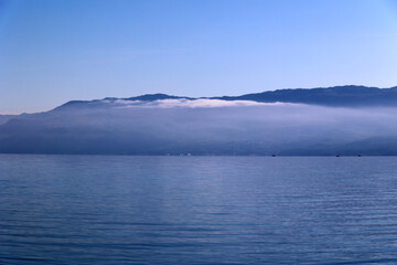 Morning mist over Lake Ohrid, Albania  