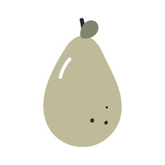 Pear. Flat cartoon vector illustration isolated on white background. For card, posters, stickers, banners, printing on the pack, printing on clothes, fabric, wallpaper.