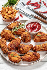 american style fried chicken wings on a plate