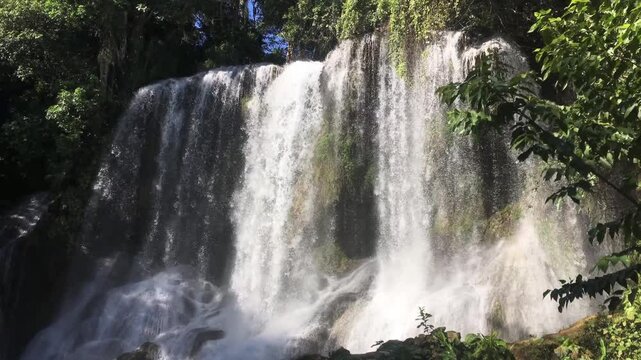 Large waterfall, one of El Nicho cascades in Cumanayagua, Cuba