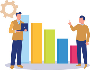 The boys are talking about business graphs.