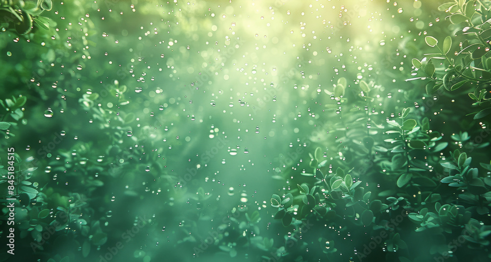 Poster immersed in a divine gradient of shimmering green background. generative ai.