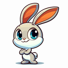 Obraz premium Cartoon gray rabbit with a smile