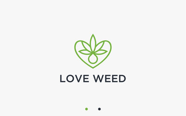 love with marijuana logo design vector silhouette illustration