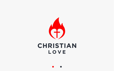 christian love logo design vector silhouette illustration