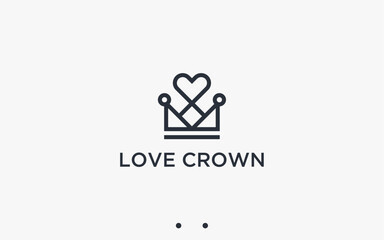 love with crown logo design vector silhouette illustration
