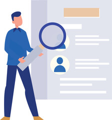 The boy is looking for a file.