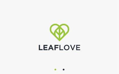 love with leaves logo design vector silhouette illustration