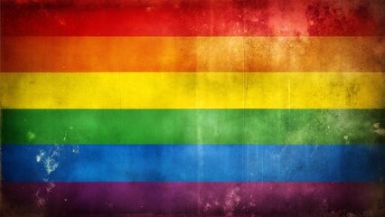 LGBTQ pride grunge style poster with vibrant colors and distressed textures, with copy space