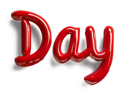 3D letter Day in playful Red on a transparent background