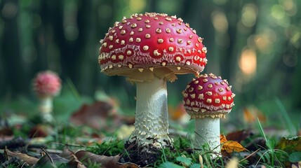 Fototapeta premium Fantasy 4K Mushroom Wallpaper with Jungle and Forest Background. 