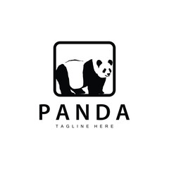 black silhouette cute panda animal logo simple concept illustration illustration template