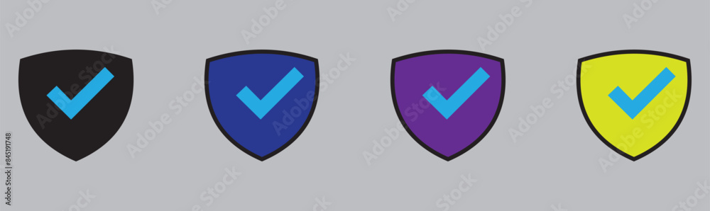 Canvas Prints shield with check mark icon. shield check mark logo. protection approve sign.strong protection tick 