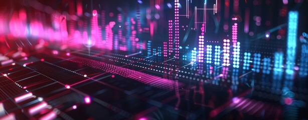 Obraz premium Abstract technological landscape featuring elements of augmented reality virtual reality and artificial intelligence for innovative digital concepts