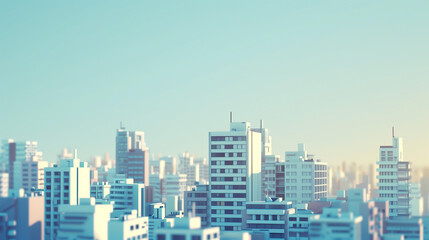 Obraz premium Minimalistic Urban Skyline in Daylight with Clear Blue Sky, Showcasing Modern Architectural Design and City Planning