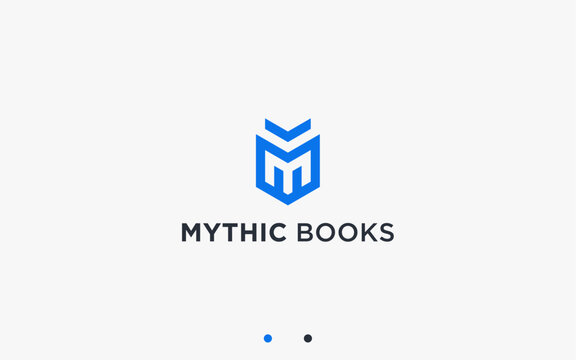 letter m with book logo design vector silhouette illustration
