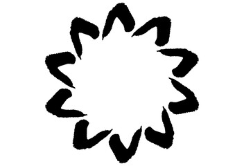 筆タッチの花のようなフレームイラスト
