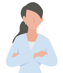 両手を組んで偉そうにする女性のビジネスパーソン