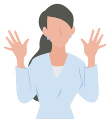 こちらに向かって手を振る女性のビジネスパーソン