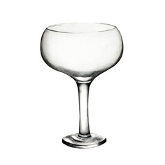 Glass bowl for Ice cream. Hand painting empty dishes for dessert or sweet, watercolor illustration isolated on background. For designers, menu, shop, decoration, restaurant, for postcards, wrapping pa