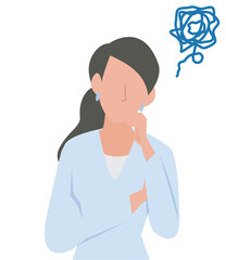 ため息をついて困っている女性のビジネスパーソン