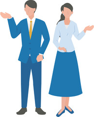 ご案内をする男性と女性のビジネスパーソン