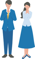 上手くいくように願っている男性と女性のビジネスパーソン