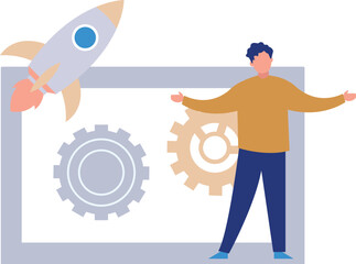 Boy showing how to start a business.