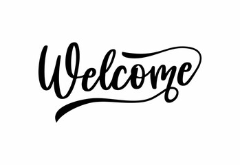 Welcome hand lettering design modern calligraphy brush text composition