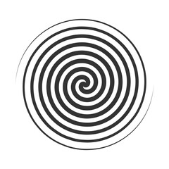Vector illustration of a hypnotic spiral in black and white. Ideal for design, optical illusions, and abstract art.