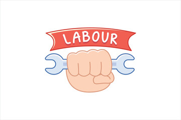 Labour Day Flat Sticker Design