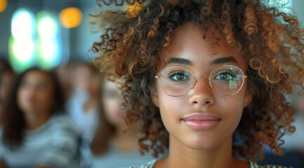 A classroom with attentive students of various races. Generative AI.