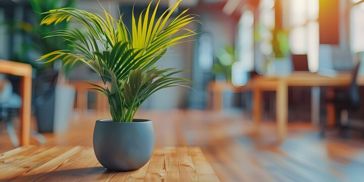 Modern ecofriendly office space promoting employee wel. Concept Eco-friendly architecture, Sustainable materials, Biophilic design, Employee wellbeing, Green technologies