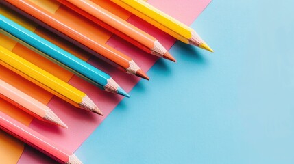 Assortment of colored pencils on bright surface