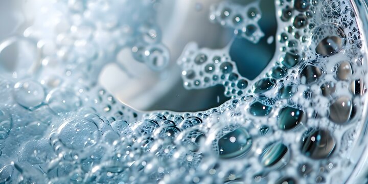 Macro Shot of Bubbly Soap Texture Inside a Washing Machine. Concept Macro Photography, Textures, Bubbles, Washing Machines, Household Items