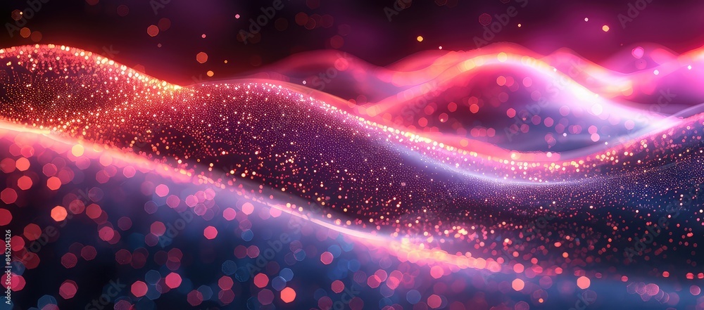 Poster 3d rendering picture of a abstract digital landscape with flowing particles. big data visualization