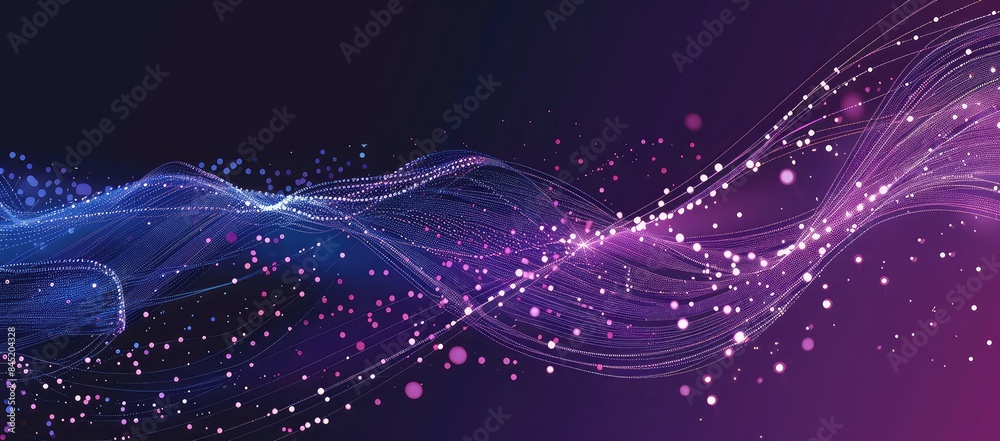 Poster 3d rendering picture of a abstract digital landscape with flowing particles. big data visualization