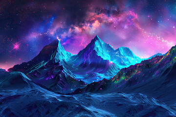 Generative ai on theme of beautiful northern lights, bright aurora borealis winter in atmosphere