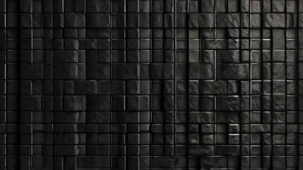 Seamless dark black grungy carbon fiber basket weave background texture. Tileable abstract charcoal grey minimalist backdrop with copy space. 8k widescreen simple wallpaper pattern 3D rendering. Gener