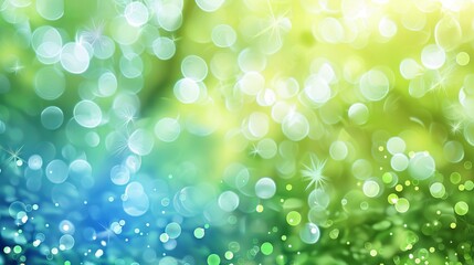 Fototapeta premium Vibrant abstract circular green bokeh background with soft nature light and blurred spring elements, perfect for fresh and serene design projects