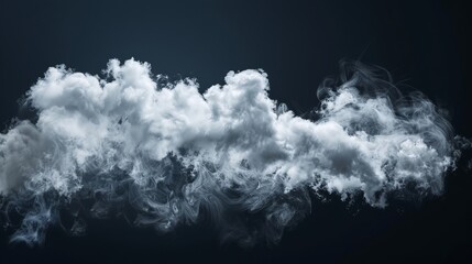 A single cloud floating in the air, isolated against a black background. Ideal for designs involving fog, white clouds, or haze.